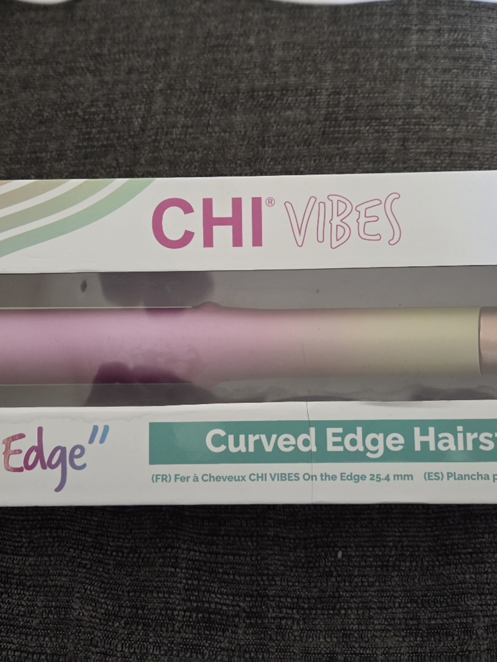 CHI Vibes Curved Edge Hairstyling Iron in Pastel Gradient NWT